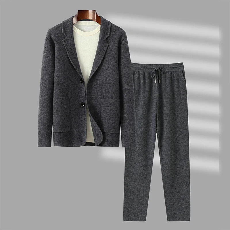 Ensemble homme cachemire cardigan à revers – CLEVI Paris