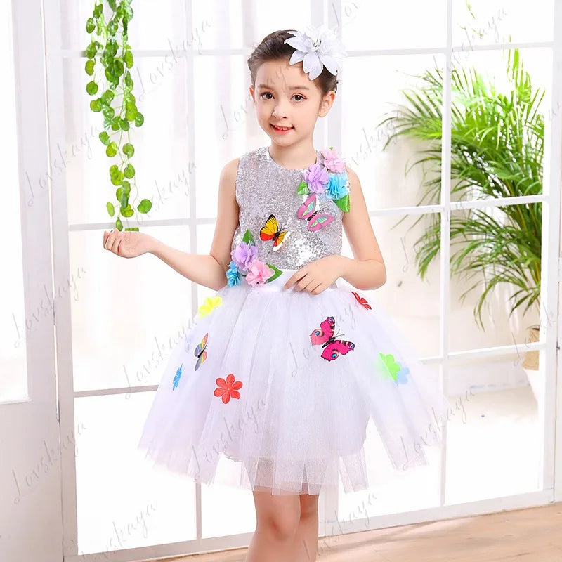 Robe de cérémonie fille tulle et paillettes – CLEVI Paris