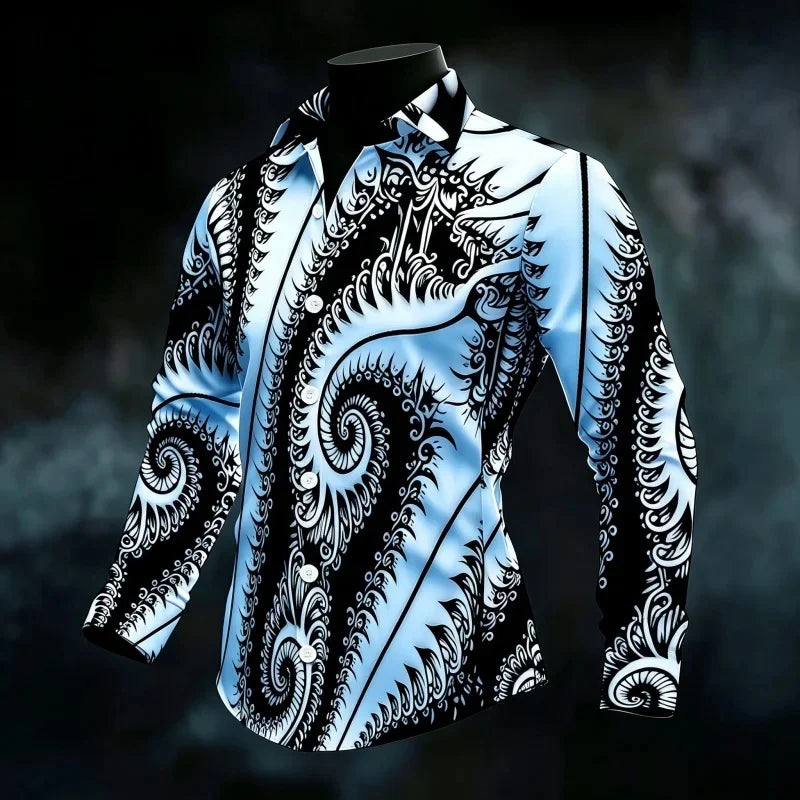 Chemise Homme Imprimée à Manches Longues – CLEVI Paris