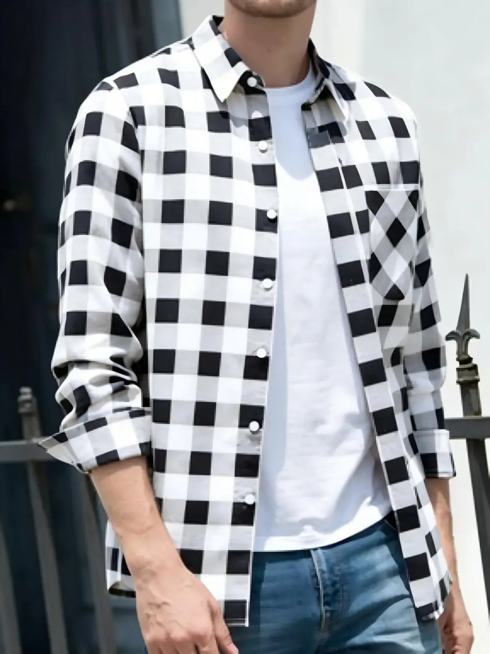 Chemise homme à carreaux en soie – CLEVI Paris