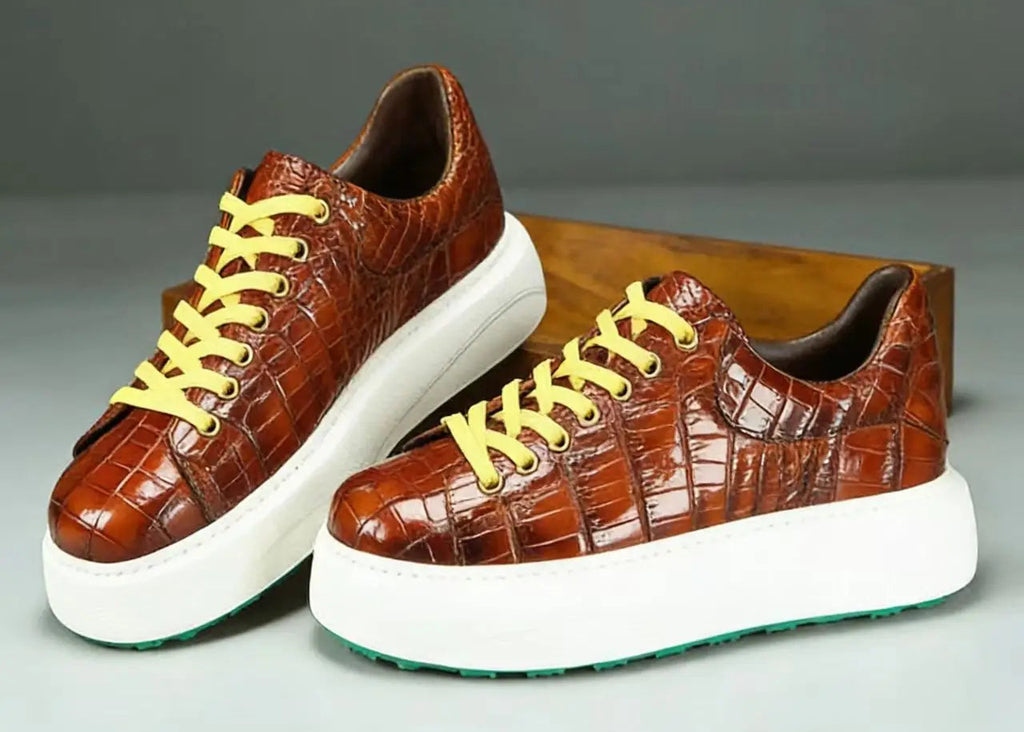 Sneakers basses homme brunes à lacets – CLEVI Paris