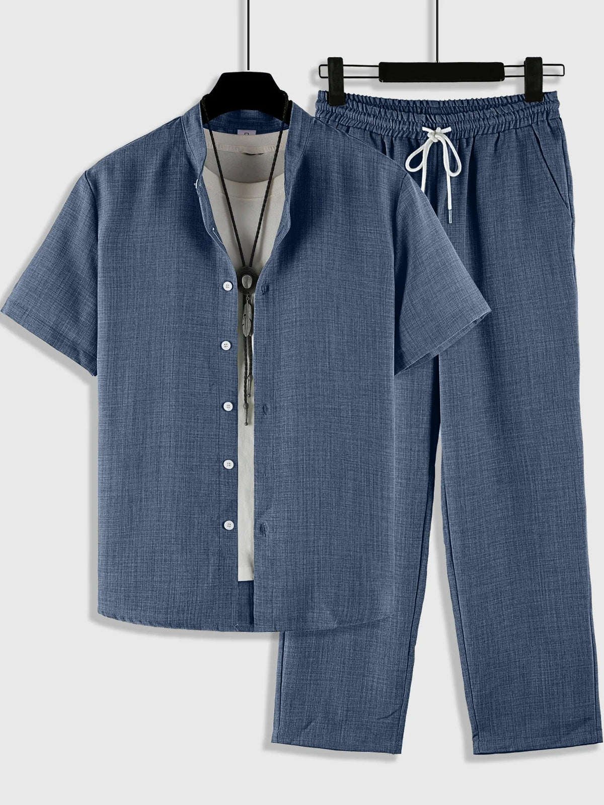 Ensemble homme chemise col montant et pantalon – CLEVI Paris
