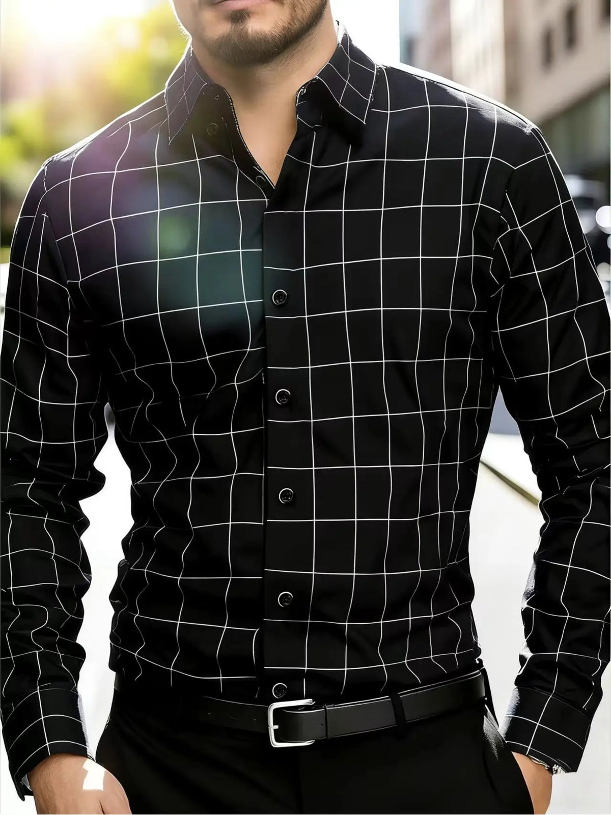 Chemise homme rayée en polyester – CLEVI Paris