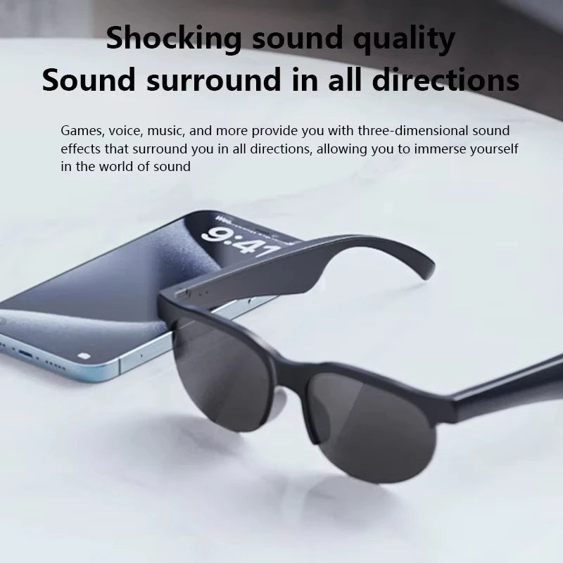 Lunettes Connectées Lenovo IA Traduction Bluetooth Musique & Appels | Noir Blanc Mixte