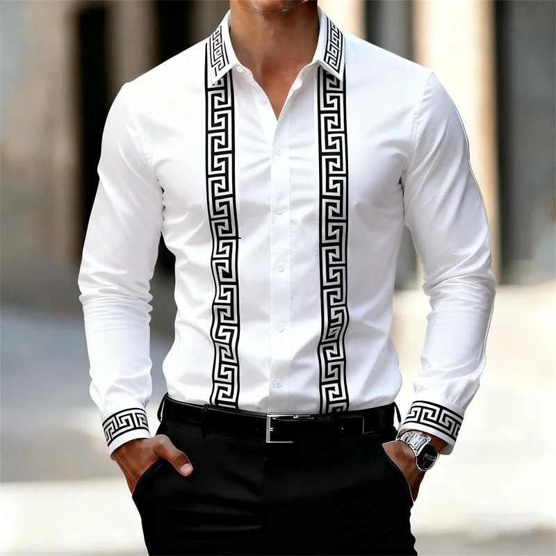 Chemise Géométrique Manches Longues Homme – CLEVI Paris