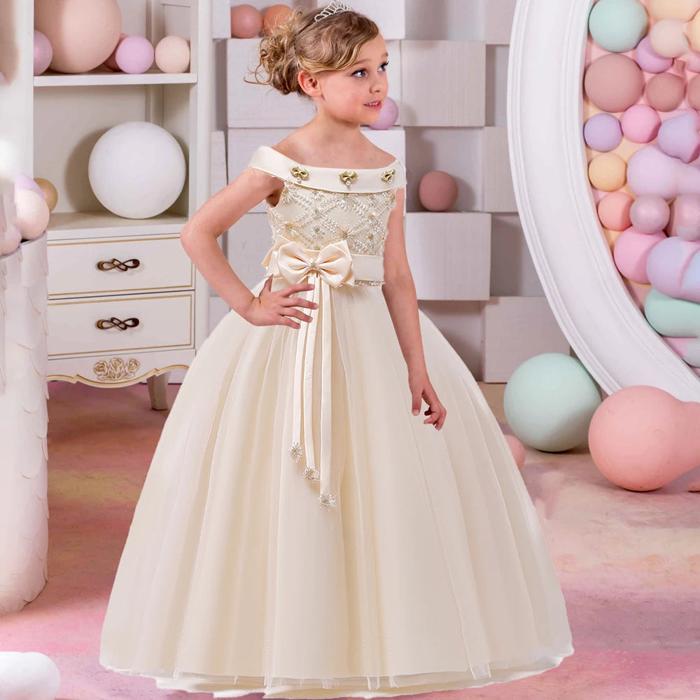 Robe cérémonie fille en dentelle florale – CLEVI Paris