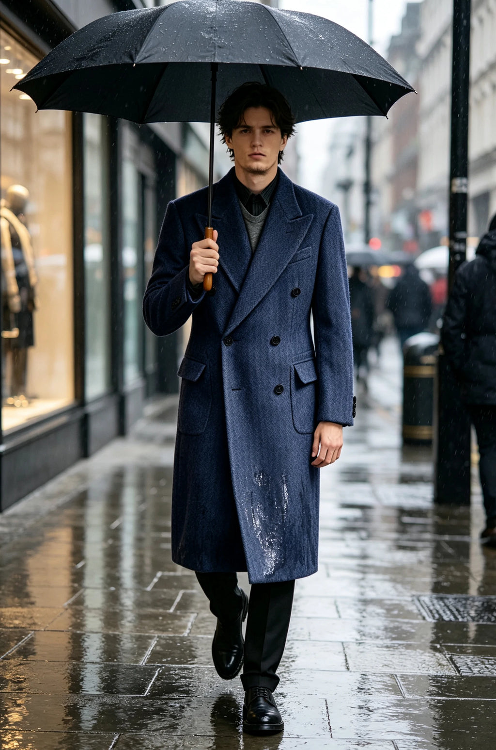 Manteau long homme tweed à chevrons – CLEVI Paris