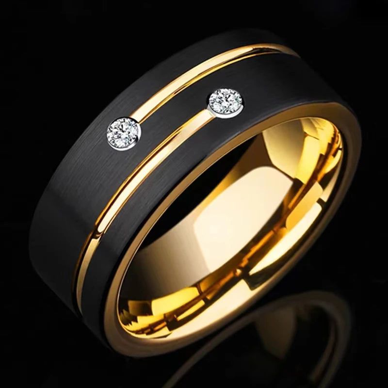 Bague Unisexe Acier Noir et Or, Gravure – CLEVI Paris