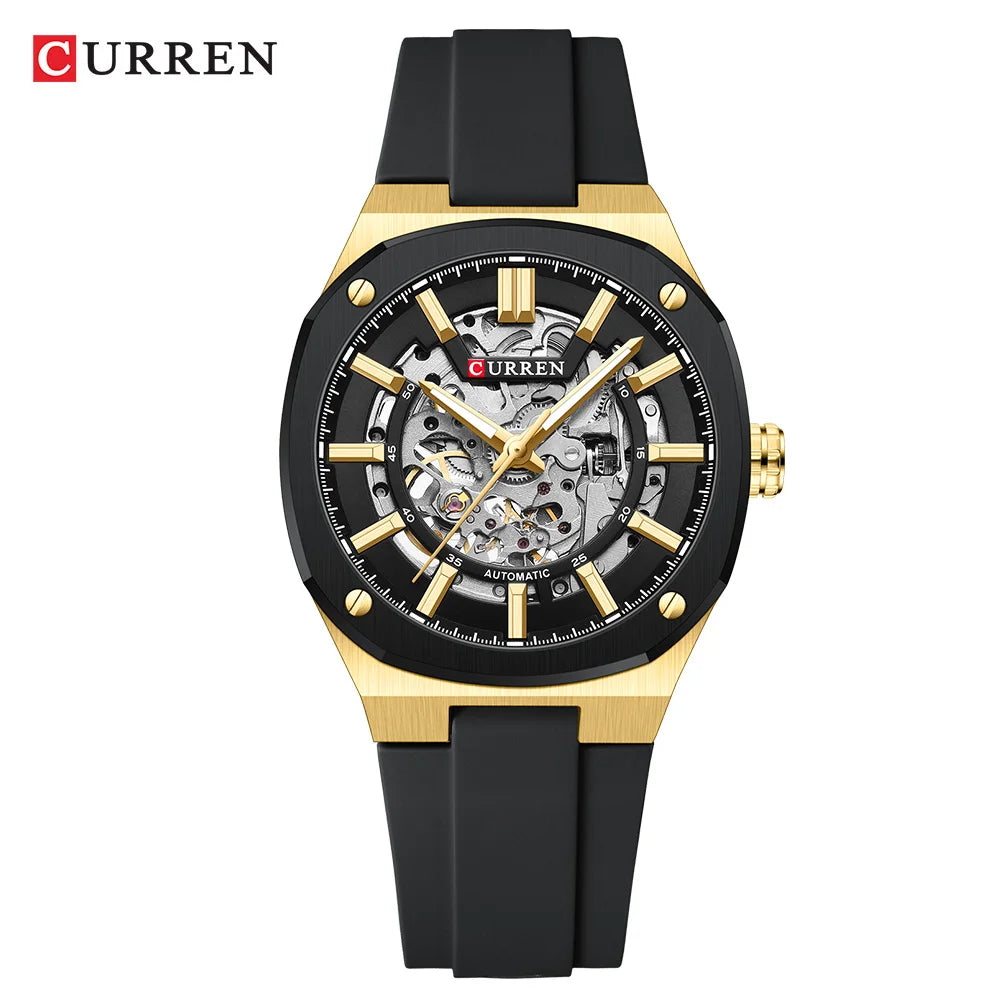 Montre Mécanique Automatique Homme CURREN 8485 – Cadran Squelette Silicone