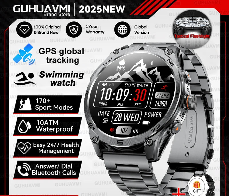 Montre GPS MAVHX AMOLED 1,75″ lampe torche – CLEVI Paris
