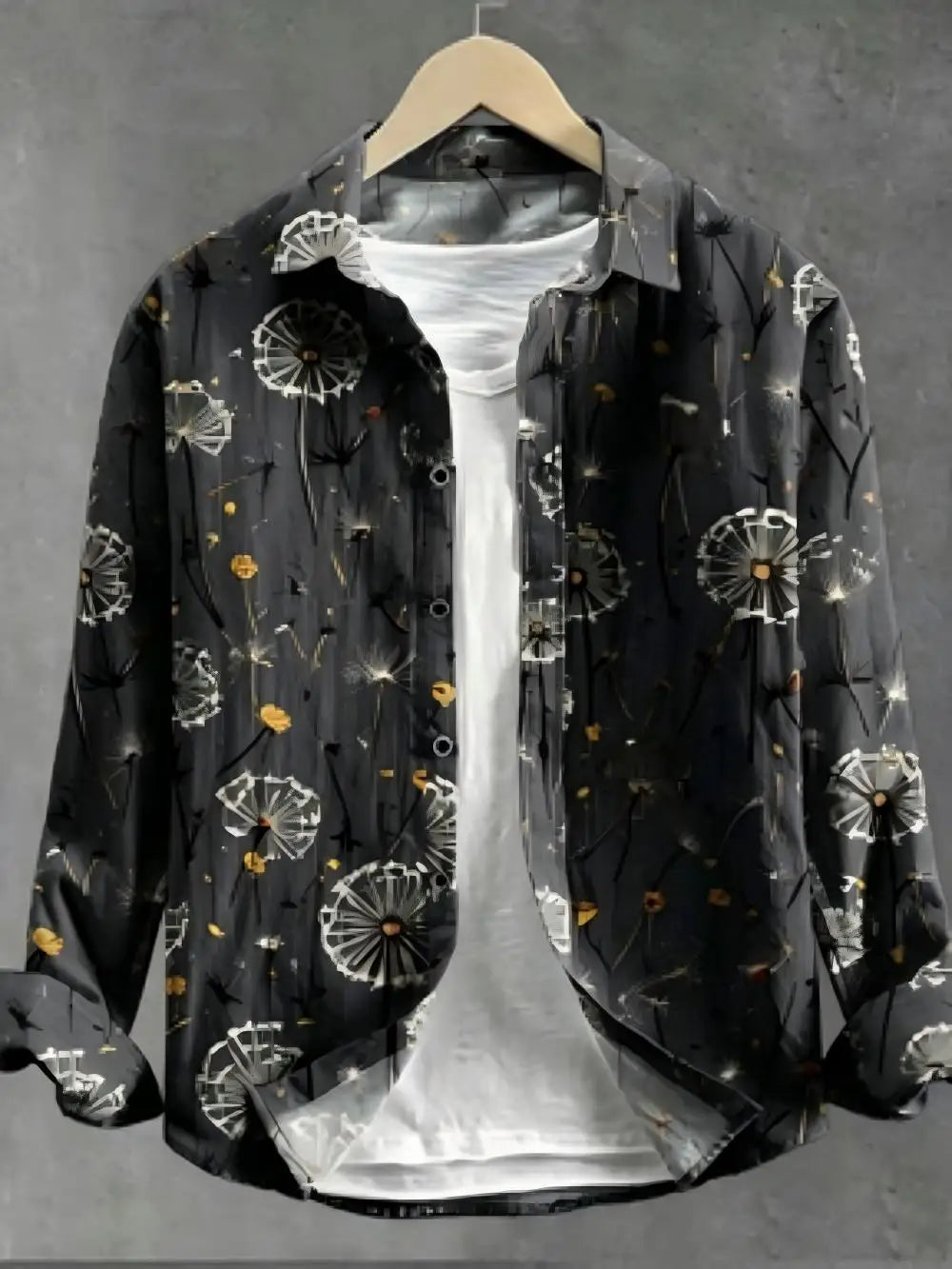 Chemise homme en lin motif pissenlit – CLEVI Paris