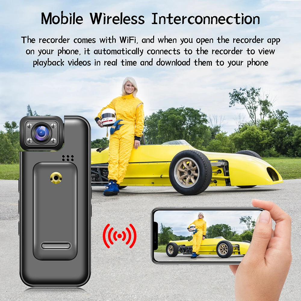 Mini Caméra Corporelle 4K WiFi – Vision Nocturne IR, 8H, Clip Dorsal, Détection Mouvement