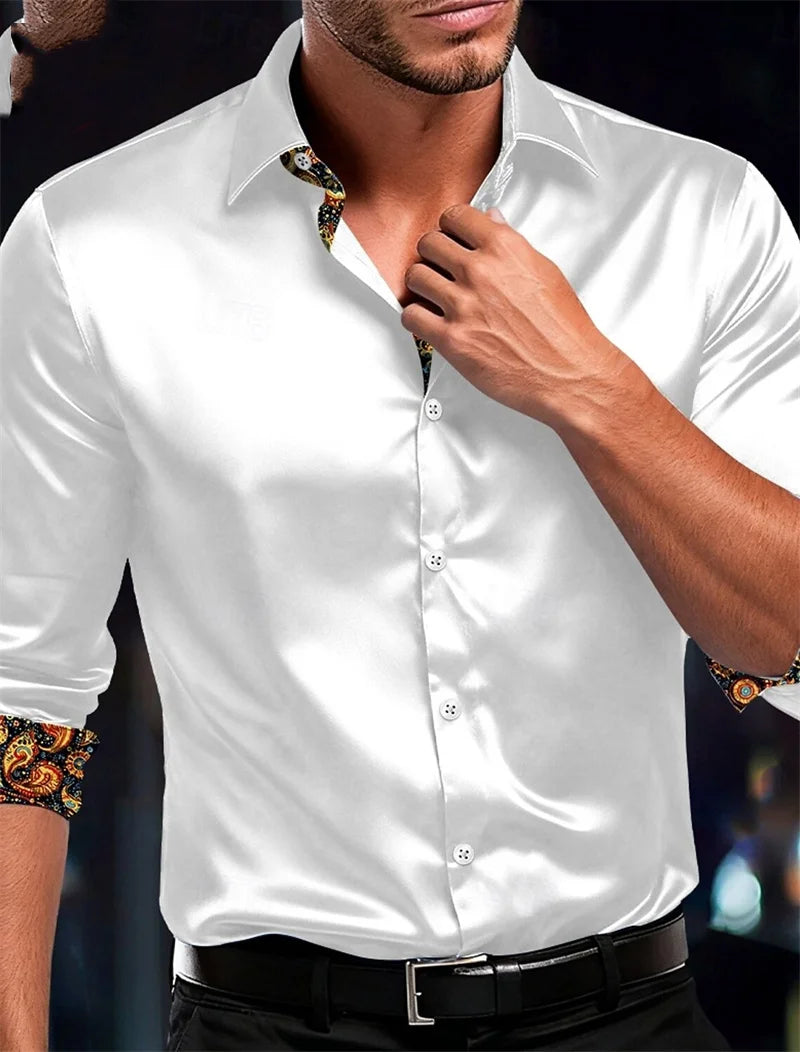 Chemise Homme Manches Longues Imprimée – Soie & Fibre de Bambou – CLEVI Paris