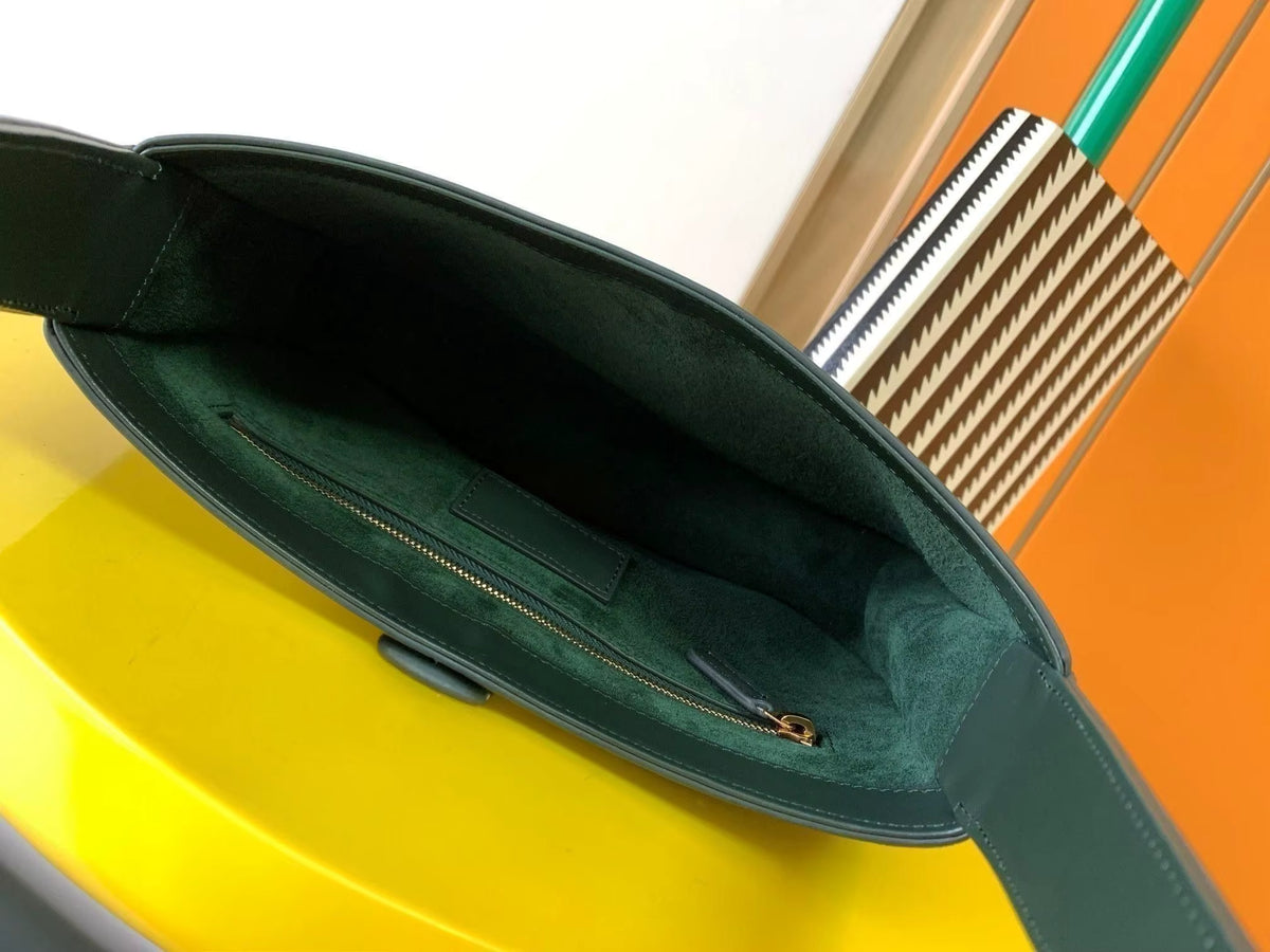 Sac femme en cuir vert forêt rétro – CLEVI Paris