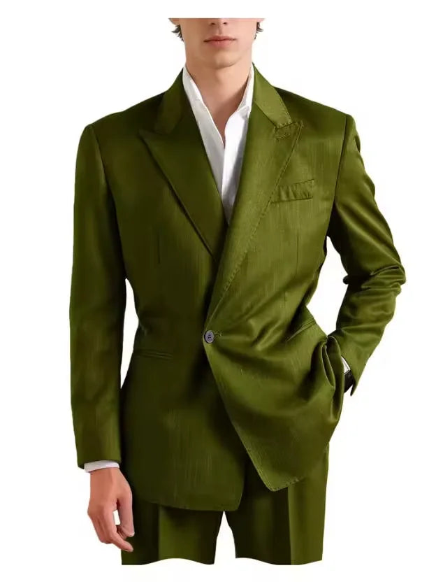 Costume 2 pièces en lin homme vert olive – CLEVI Paris