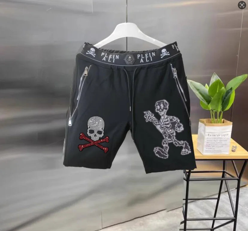 Short Homme Casual Strass Luxe PLEIN ALI – Hip Hop Coupe Ample Cordon – 27 Coloris, S à XXXL – CLEVI Paris