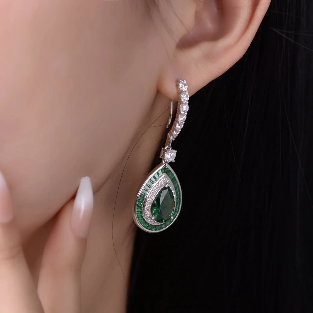 Boucles Oreilles Vintage Émeraude Rubis Argent 925 – CLEVI Paris