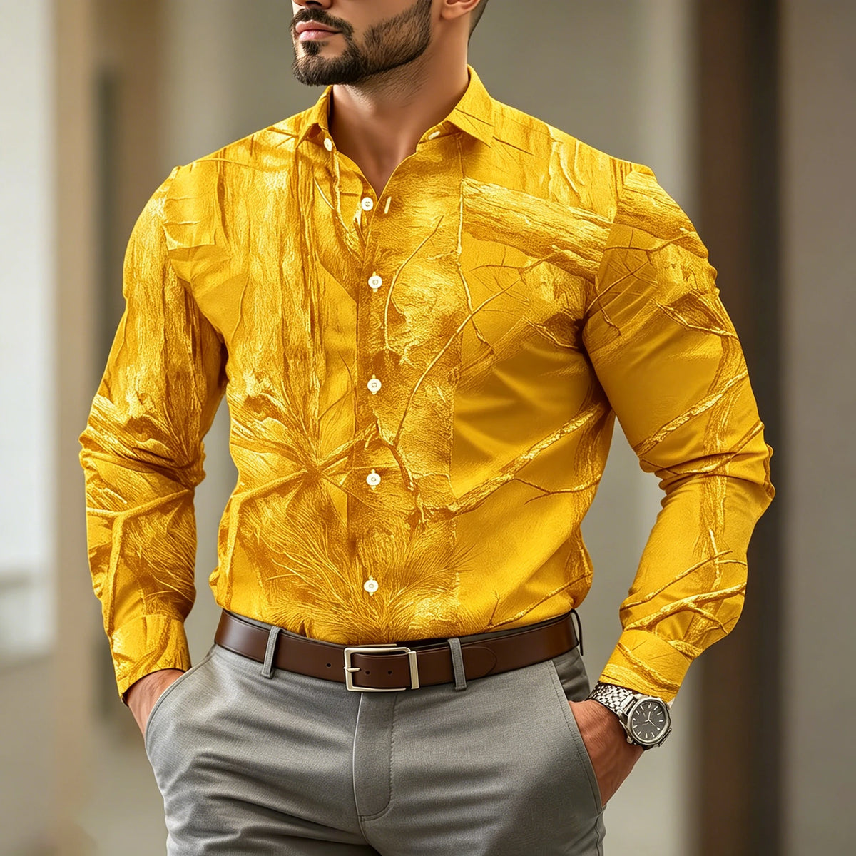 Chemise homme à motif forestier – CLEVI Paris