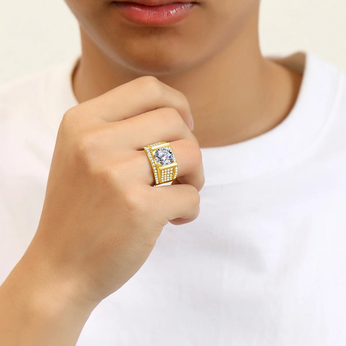 Bague Homme Moissanite 10mm Argent 925 Certifiée – CLEVI Paris