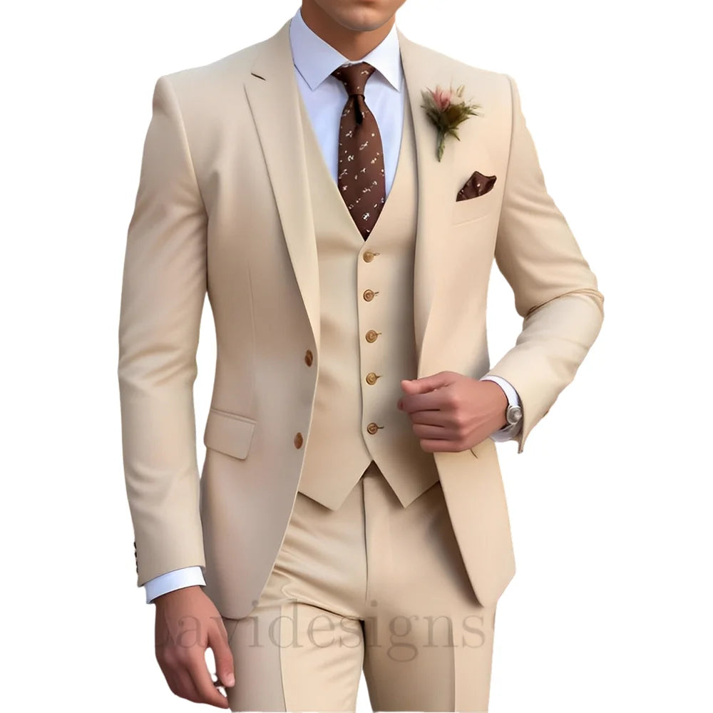 Costume homme 3 pièces, coupe droite plissée – CLEVI Paris
