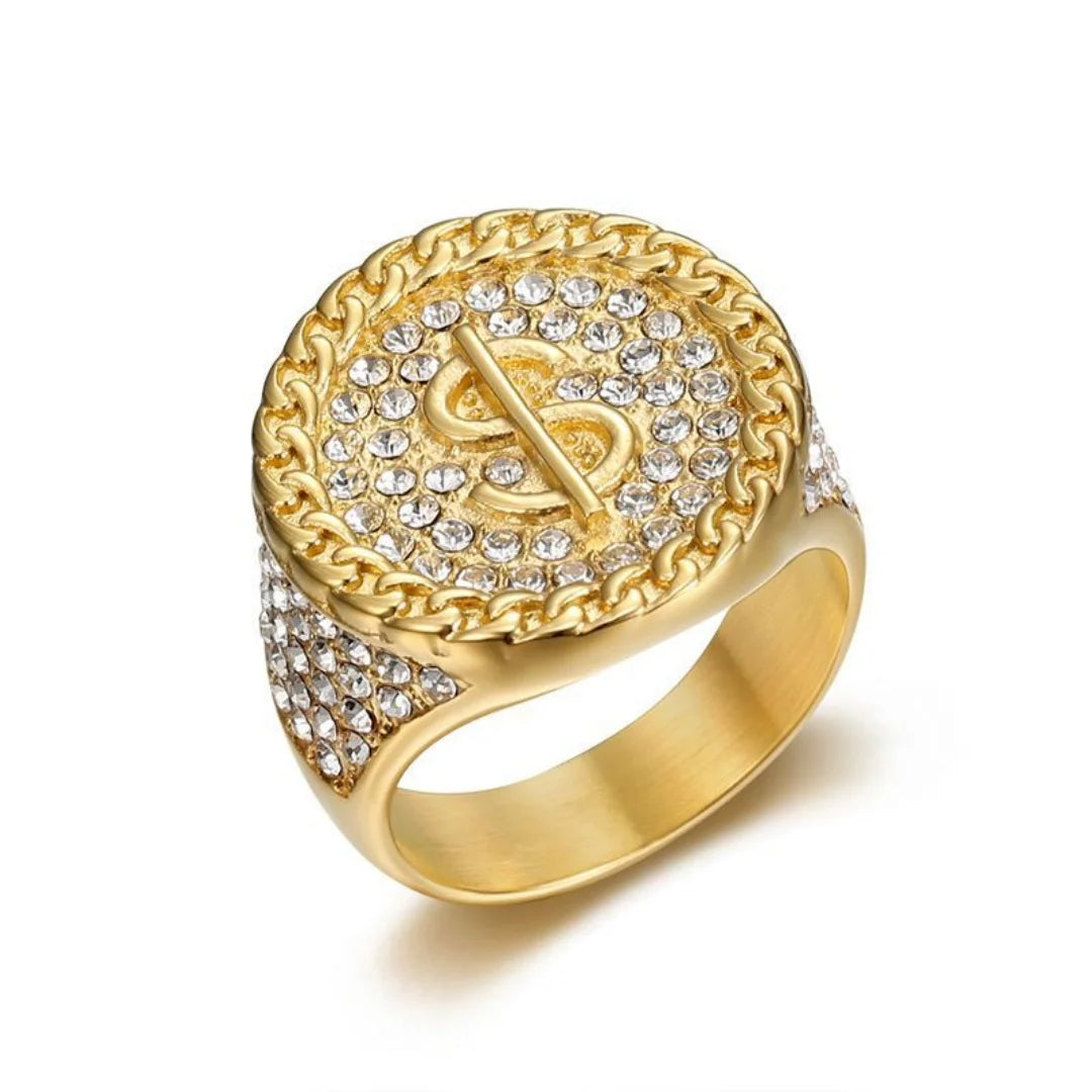 Bague dollar dorée en acier inoxydable – CLEVI Paris