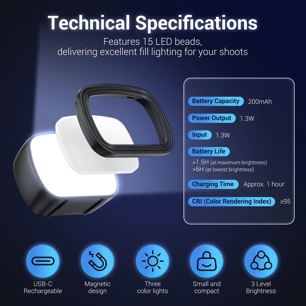 Kit LED magnétique JJC pour Osmo Pocket 3 – CLEVI Paris