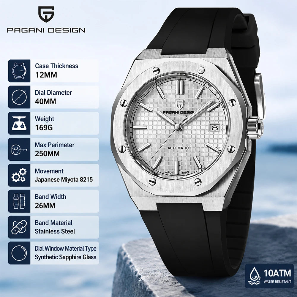 Montre Automatique Homme Pagani Design Miyota 8215 Saphir Acier 10 Bar 8 Coloris – CLEVI Paris