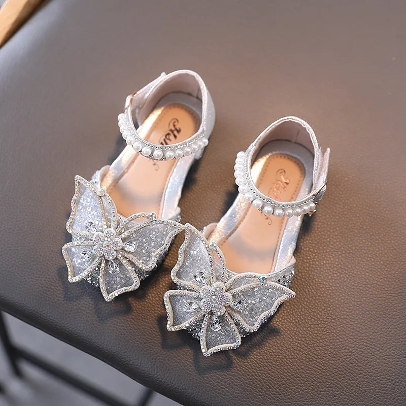 Sandales fille à paillettes et nœud strass – CLEVI Paris