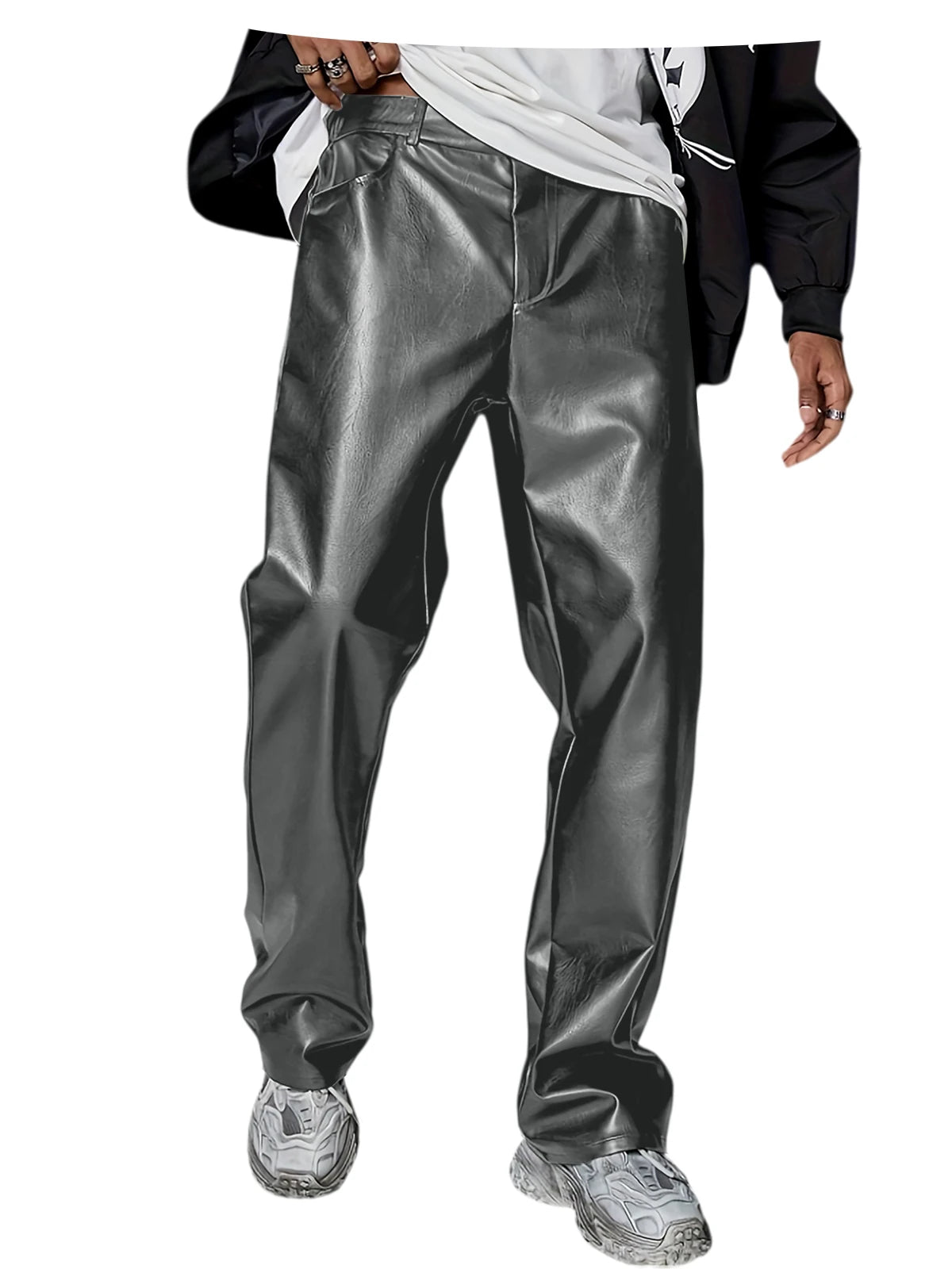 Pantalon homme en similicuir, coupe droite – CLEVI Paris