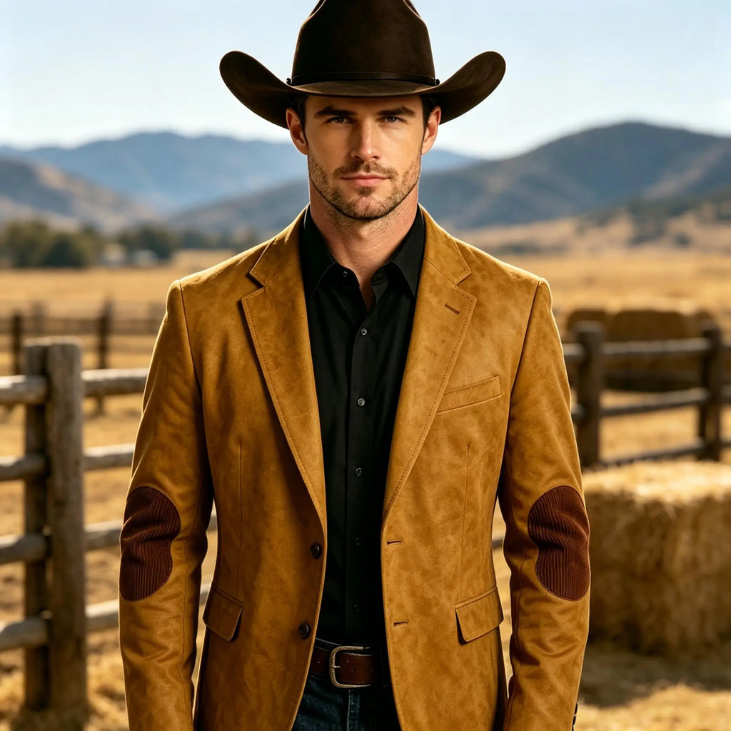Blazer homme effet daim style western – CLEVI Paris