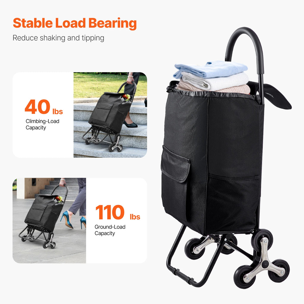 Chariot de courses pliable 36 L monte-escaliers – CLEVI Paris
