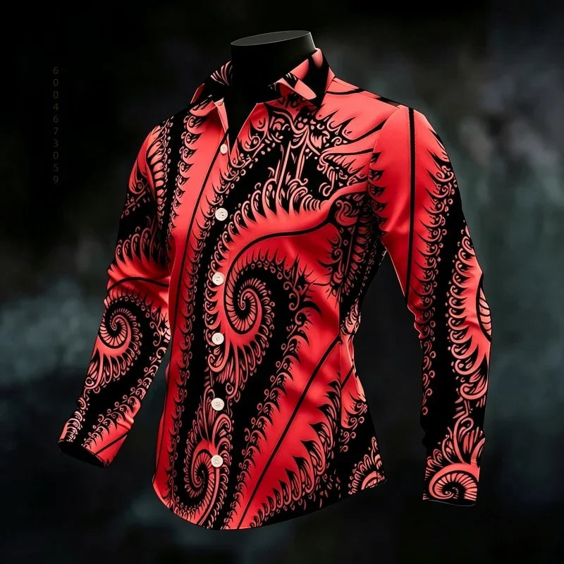 Chemise Homme Imprimée à Manches Longues – CLEVI Paris