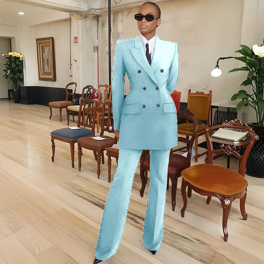 Tailleur femme blazer et pantalon évasé – CLEVI Paris