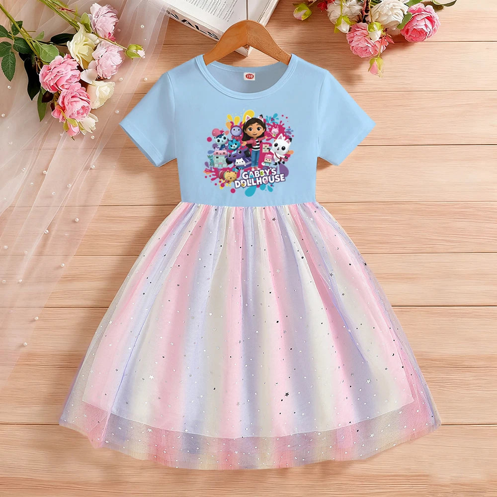 Robe fille en coton à manches courtes – CLEVI Paris