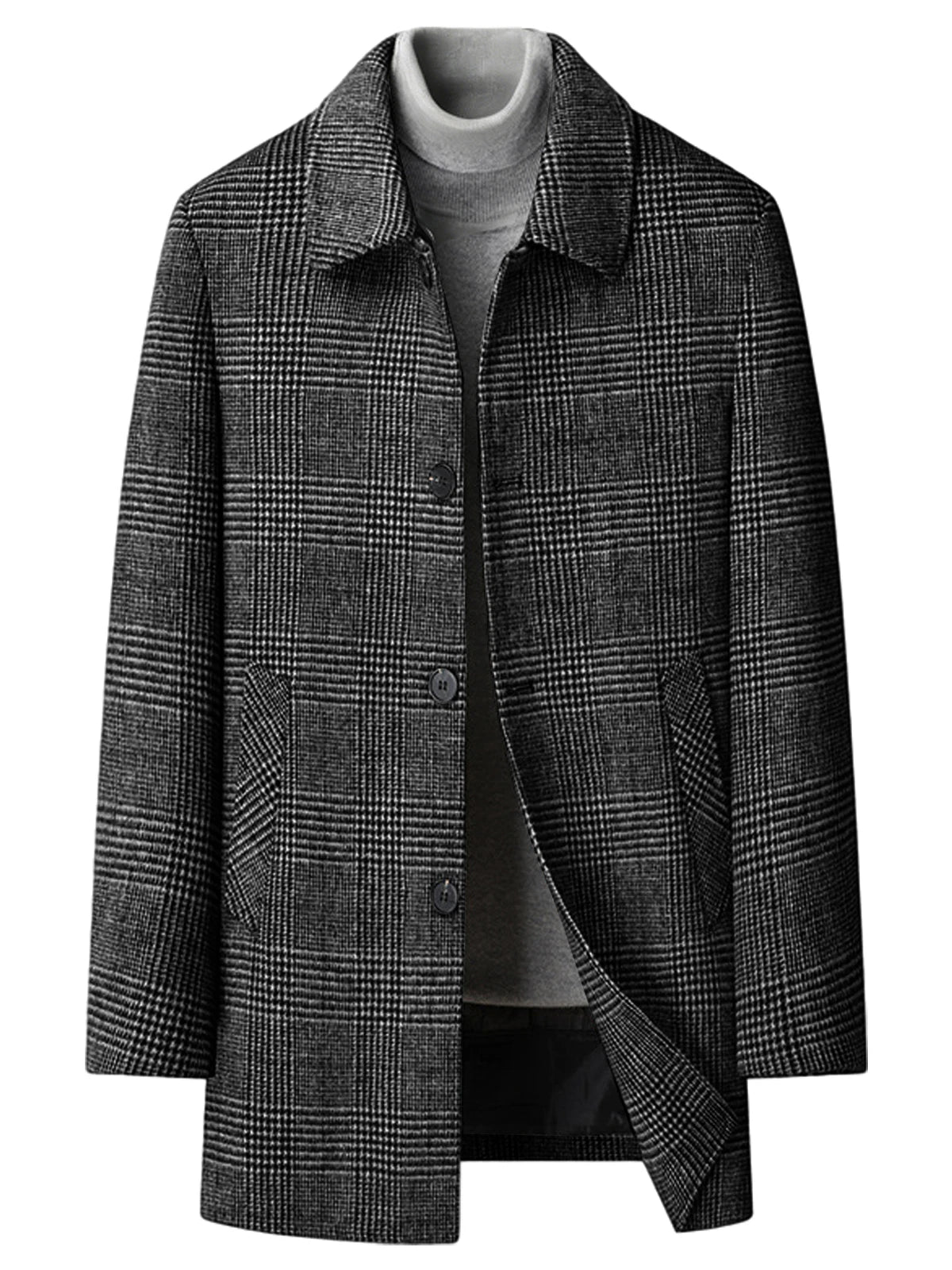 Manteau homme à carreaux en laine mélangée – CLEVI Paris