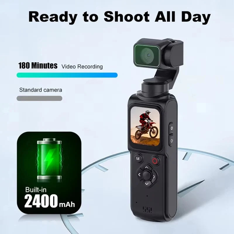 Caméra Vlog 4K de Poche Gimbal Intégré – Rotation 330° Suivi Facial Tactile – CLEVI Paris