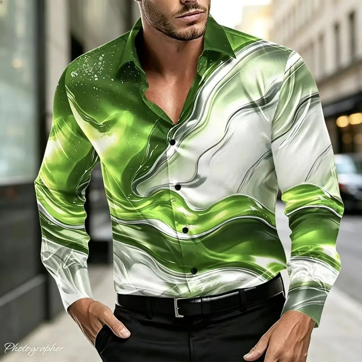 Chemise Homme Satinée à Motif Imprimé – CLEVI Paris