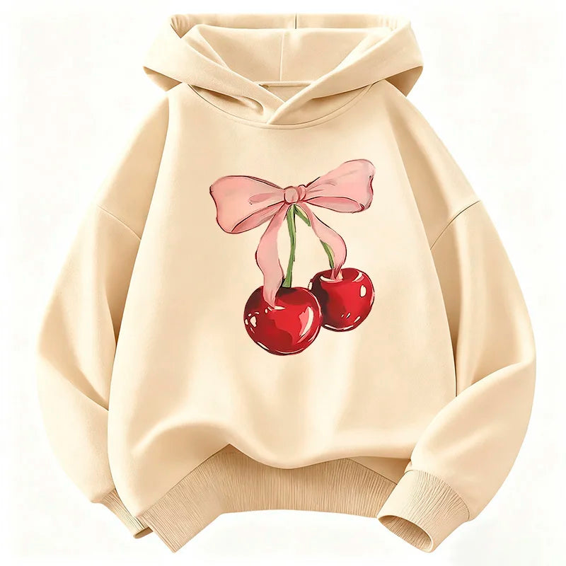 Sweat à capuche enfant motif cerise – CLEVI Paris