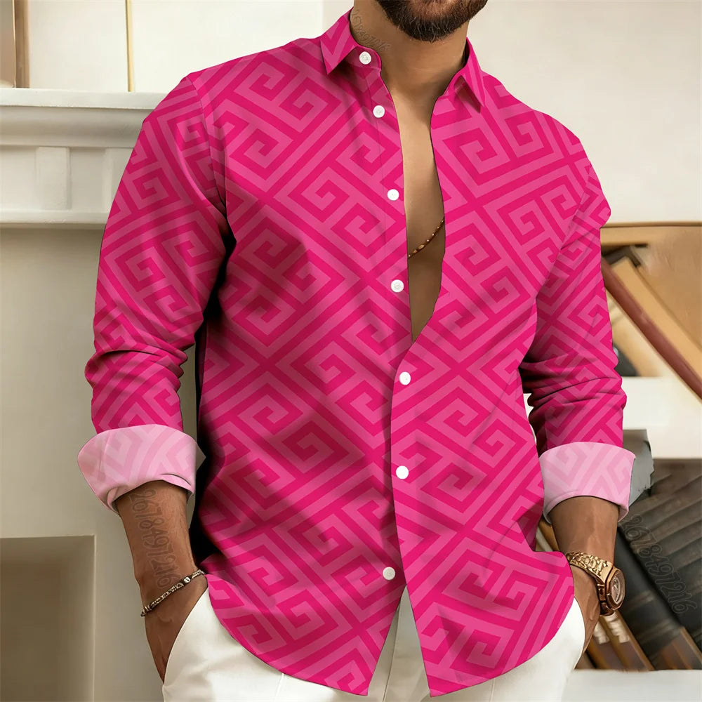 Chemise imprimée homme manches longues – CLEVI Paris
