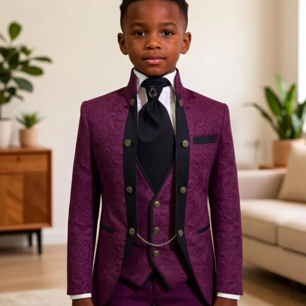Costume garçon à col montant double boutonnage – CLEVI Paris