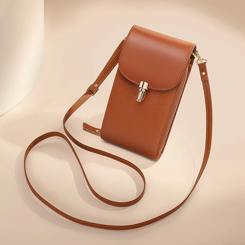 Mini Sac Téléphone Femme Cuir Véritable Motif Litchi 8 Cartes Poche Zipée 4 Coloris – CLEVI Paris