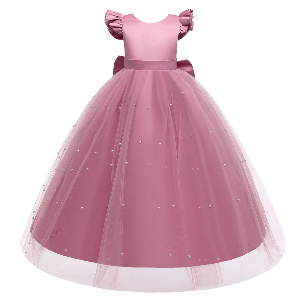 Robe cérémonie fille en tulle avec nœud – CLEVI Paris