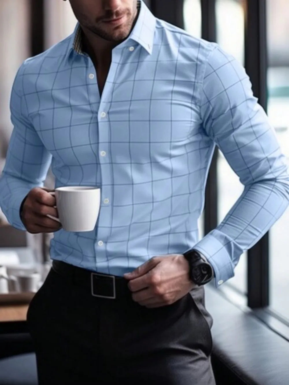 Chemise homme à carreaux en soie – CLEVI Paris