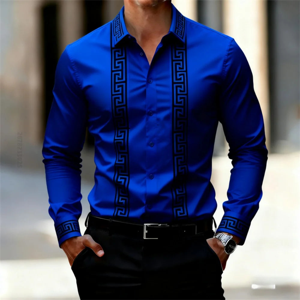 Chemise Imprimée Homme Manches Longues – CLEVI Paris