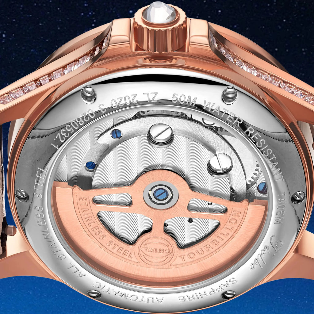 Montre Tourbillon Phase de Lune Cristaux Saphir Homme – CLEVI Paris
