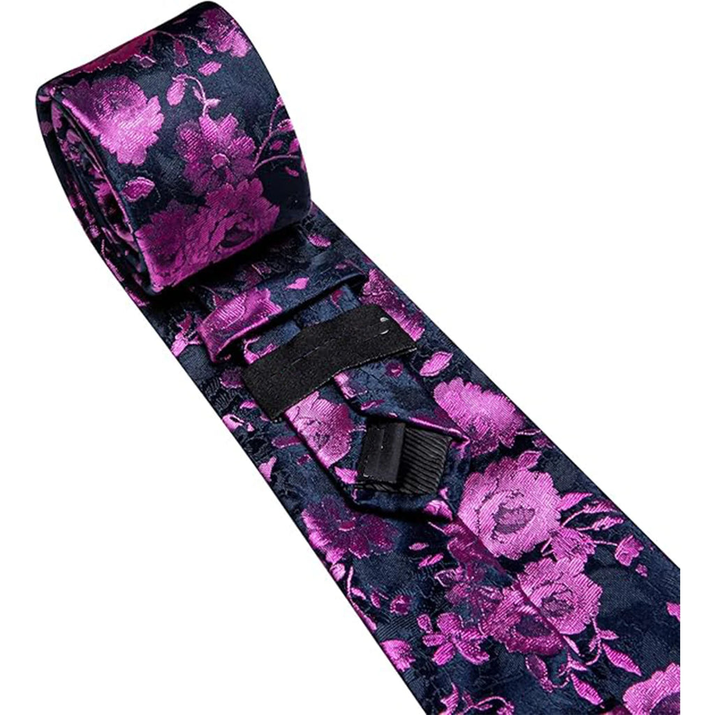 Ensemble cravate homme 3 pièces jacquard floral – CLEVI Paris
