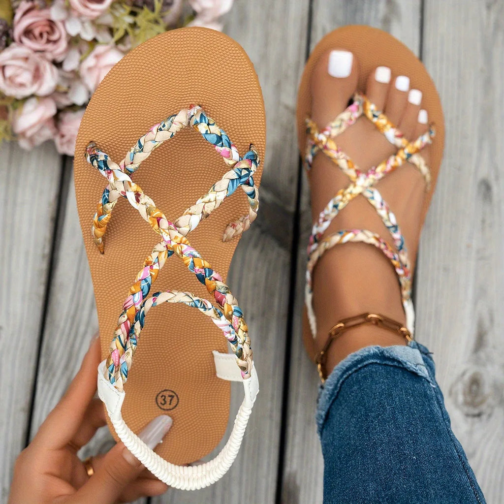 Sandales femme plates à sangle arrière – CLEVI Paris