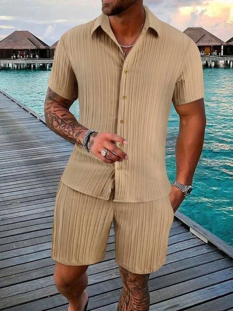 Ensemble homme chemise et short de plage – CLEVI Paris