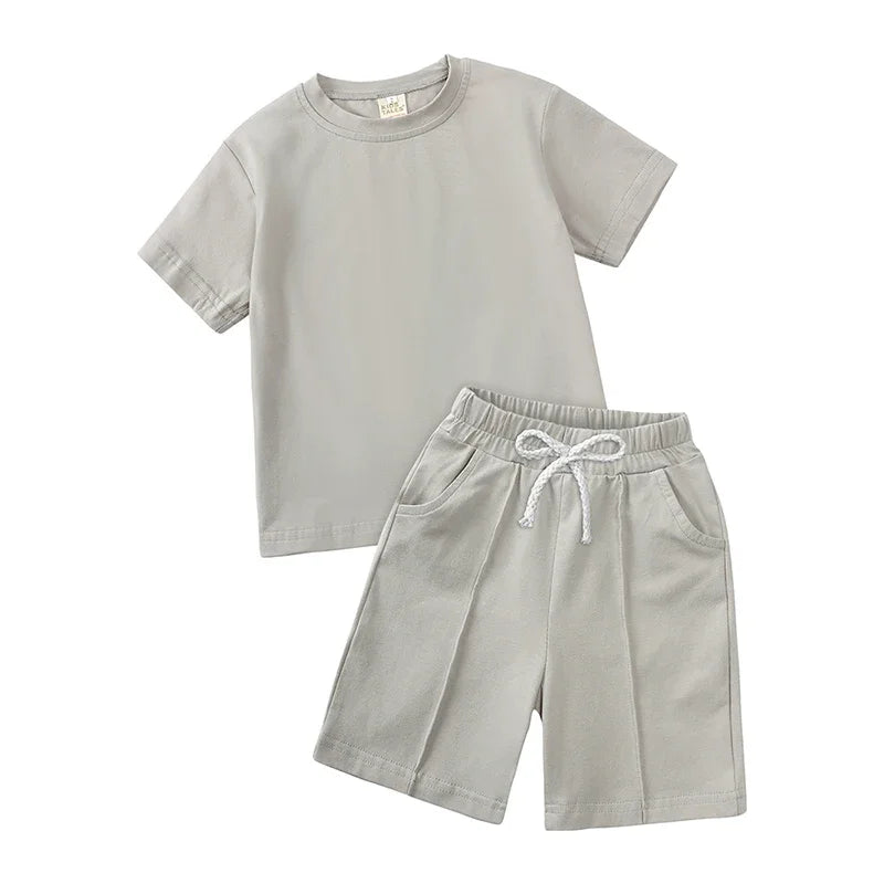 Ensemble enfant uni T-shirt et short à plis – CLEVI Paris