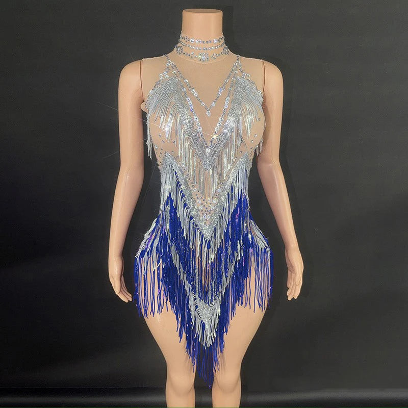 Robe de danse latine à franges – CLEVI Paris